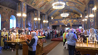 Братия обители приняла участие во Всероссийском молебне о Победе перед мощами великомученика Георгия Победоносца