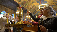 Братия обители приняла участие во Всероссийском молебне о Победе перед мощами великомученика Георгия Победоносца